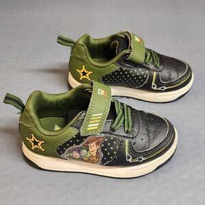 Toy Story Disney Pixar child shoes sz 3 black/green strap closure side logo